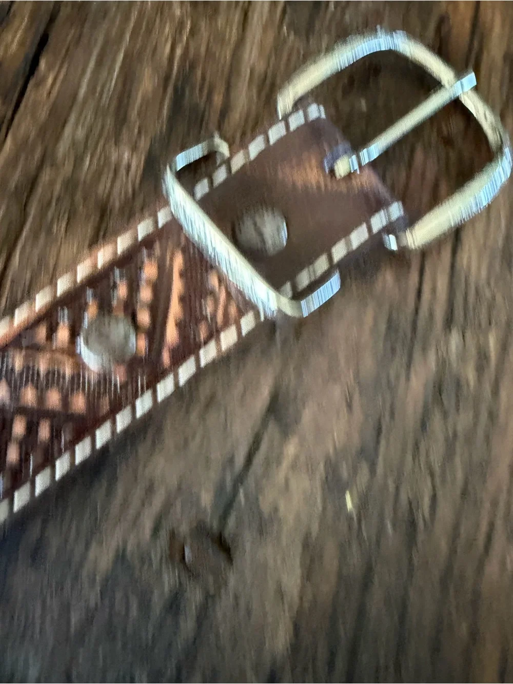 Double J Saddlery Brown Hand Tooled Leather Unisex Belt with Silver Buckle 34”